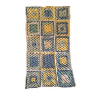 New Crochet Baby Afghan Throw Blanket Pastel Granny Square Handmade 54" x 34"